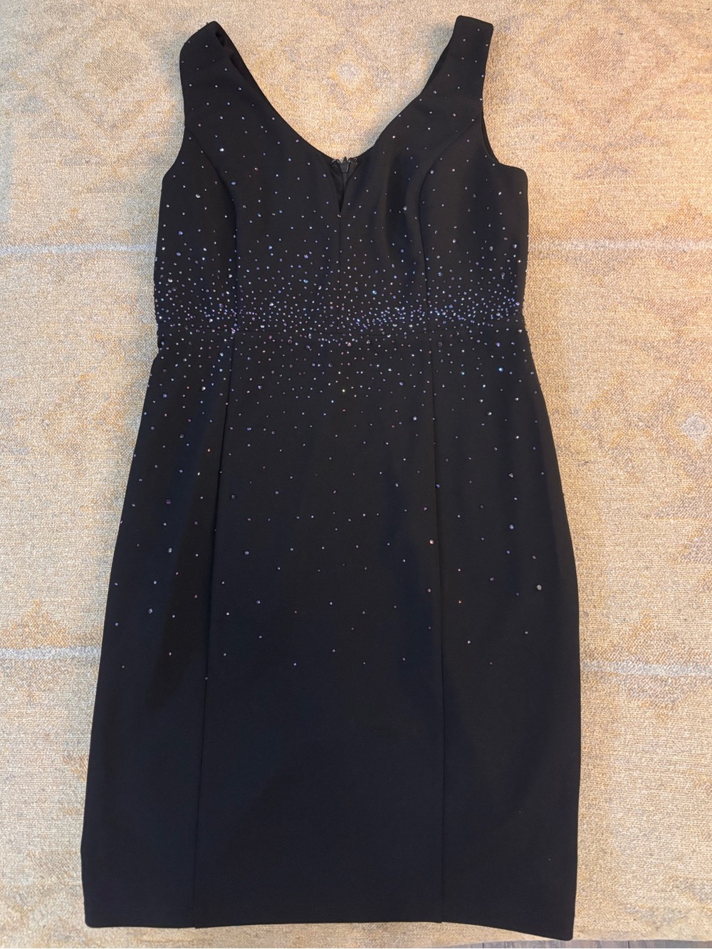 Vintage Black Sleeveless Embellished Mini Dress